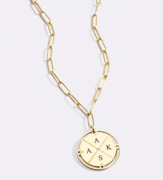Personalized Compass Pendant Necklace 